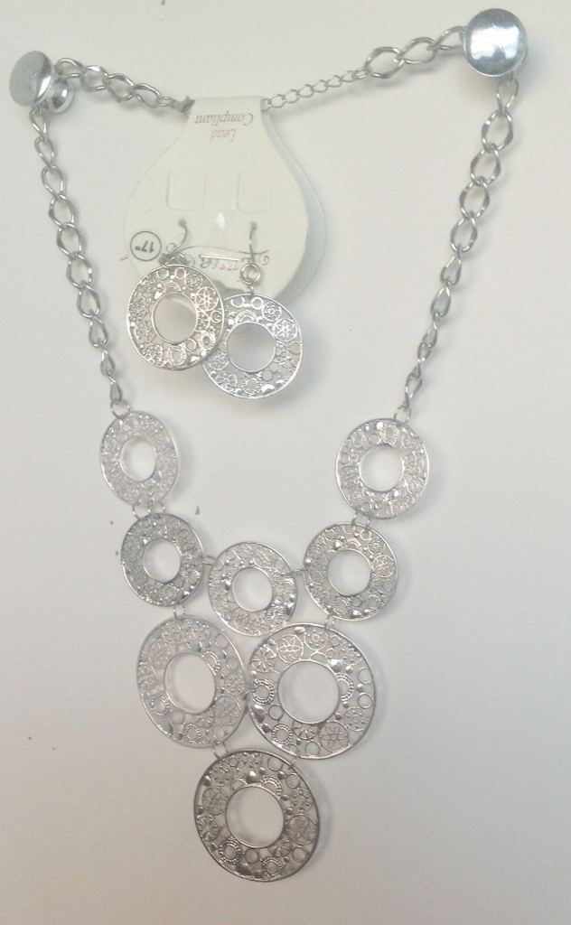 013-13 Silver Tone with Circles Necklace