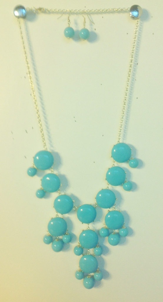 030-13 Bubble Blue Necklace with Matching Earrings