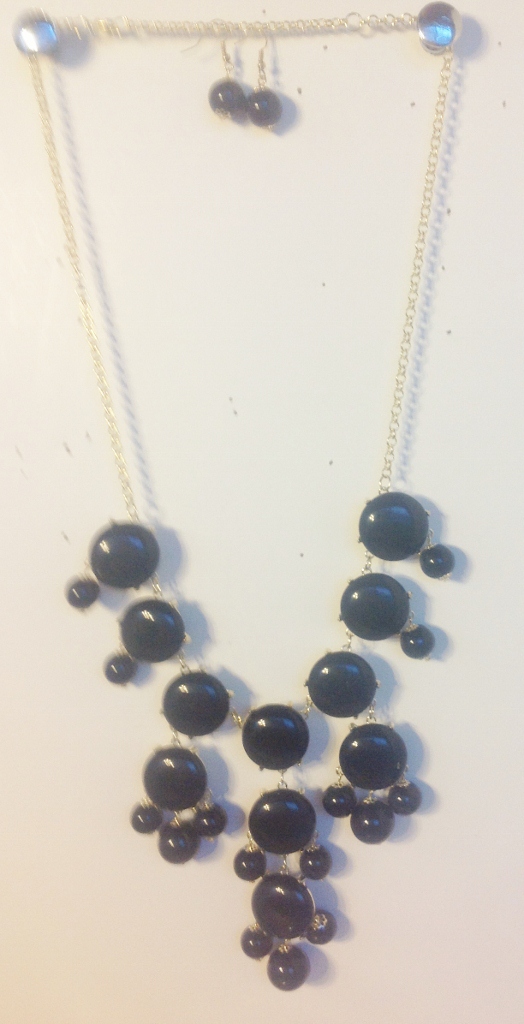 031-13 Bubble Black Necklace with Matching Earring