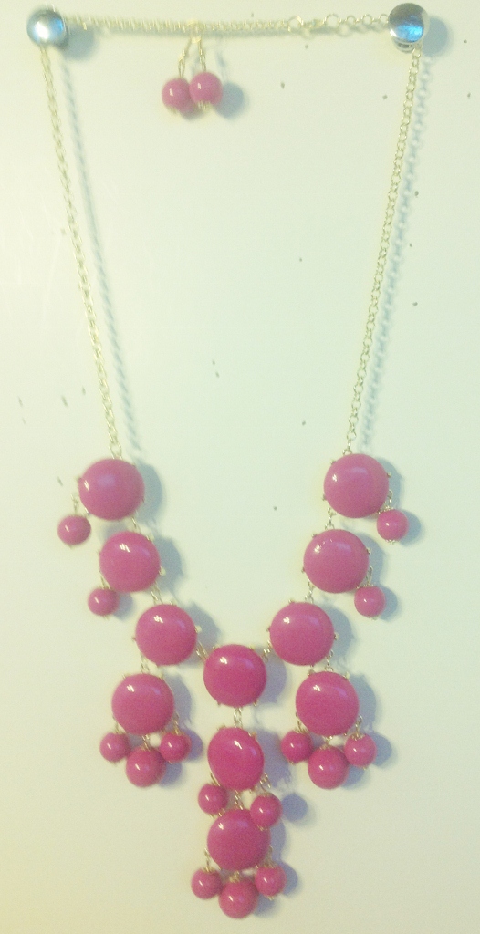 032-13 Bubble Pink Necklace with Matching Earrings